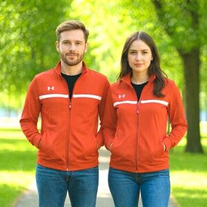 Under Armour Red Full-Zip Track Jacket – Medium, Sporty Athleisure
